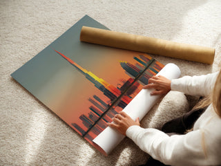 Sunset Skyscraper Skyline Poster – Modern Dubai Wall Art - Just Great Posters