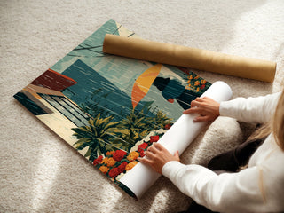 Rain Garden Umbrella Poster – Moody Floral Rain Art Print - Just Great Posters