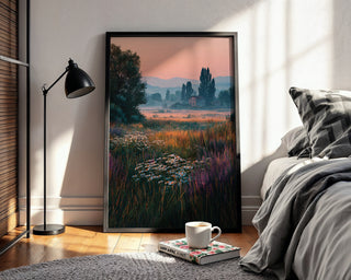 Sunset Field of Flowers Landscape Poster - Just Great Posters