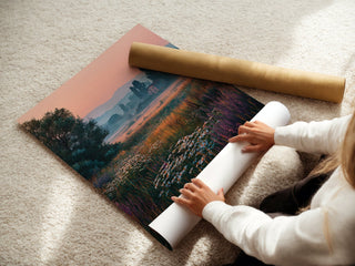 Sunset Field of Flowers Landscape Poster - Just Great Posters