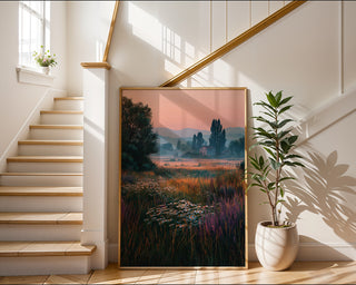 Sunset Field of Flowers Landscape Poster - Just Great Posters