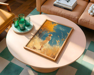 Golden Hour Fields – Girl Wandering Through Field Art Print - Just Great Posters