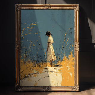 Where the Wildflowers Were – Moody Girl in Field Art Print - Just Great Posters