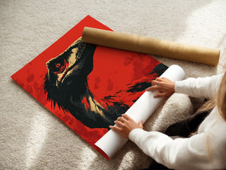 Raptor in Red Dinosaur Poster – High - Impact Art - Just Great Posters