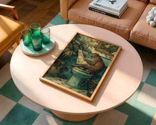 Leopard Bathroom Wall Art – Funny Jungle Animal Print for Eclectic Home Decor - Just Great Posters