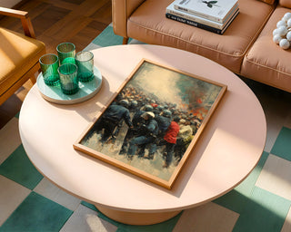 Protest & Riot Chaos Art Print – Dramatic Crowd & Police Clash - Just Great Posters