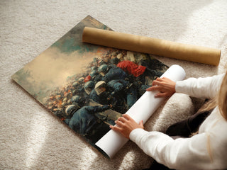 Protest & Riot Chaos Art Print – Dramatic Crowd & Police Clash - Just Great Posters