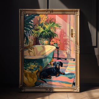 Matisse‑Style Dachshund Art Print – Elegant Modern Dog & Botanical Poster - Just Great Posters