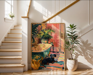 Matisse‑Style Dachshund Art Print – Elegant Modern Dog & Botanical Poster - Just Great Posters