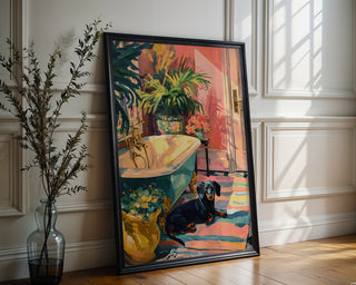 Matisse‑Style Dachshund Art Print – Elegant Modern Dog & Botanical Poster - Just Great Posters