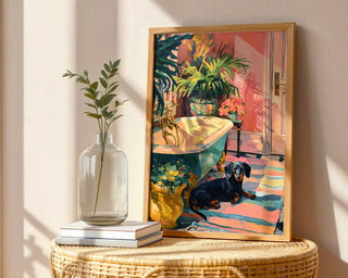 Matisse‑Style Dachshund Art Print – Elegant Modern Dog & Botanical Poster - Just Great Posters