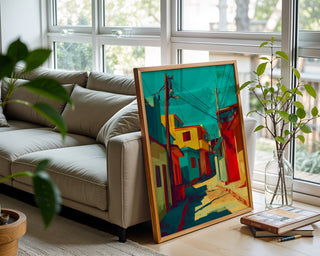 Electric Alley – Bold Urban Color Block Art Print - Just Great Posters