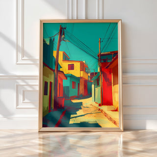 Electric Alley – Bold Urban Color Block Art Print - Just Great Posters