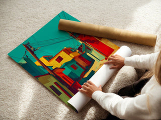 Electric Alley – Bold Urban Color Block Art Print - Just Great Posters