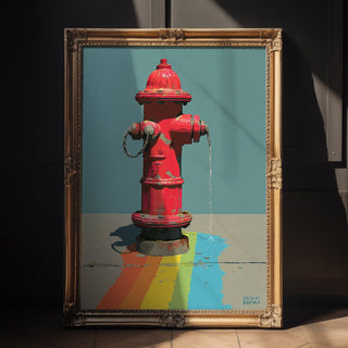 Rainbow Hydrant Poster – Bold Pop Street Art Print - Just Great Posters
