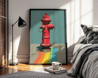 Rainbow Hydrant Poster – Bold Pop Street Art Print - Just Great Posters