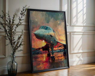 Concorde Jet Poster – Retro Supersonic Plane Art with Sunset Sky - Just Great Posters