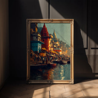 Morning on the Ganges – Varanasi Riverfront Art Print - Just Great Posters