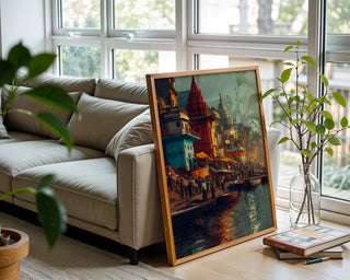 Morning on the Ganges – Varanasi Riverfront Art Print - Just Great Posters