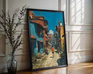 Nepalese Street Explorer Anime‑Style Poster - Just Great Posters