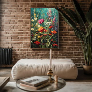 Wild Bloom Riot – Vibrant Botanical Painting Print - Just Great Posters