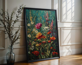 Wild Bloom Riot – Vibrant Botanical Painting Print - Just Great Posters