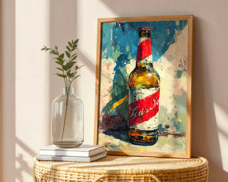 Painterly Vintage Beer Bottle – Pop Art Alcohol Print - Just Great Posters