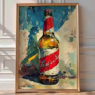 Painterly Vintage Beer Bottle – Pop Art Alcohol Print - Just Great Posters