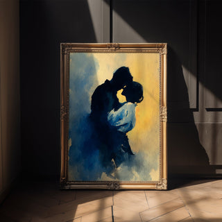 Watercolor Silhouette: Romantic Kiss - Just Great Posters