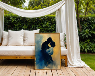 Watercolor Silhouette: Romantic Kiss - Just Great Posters