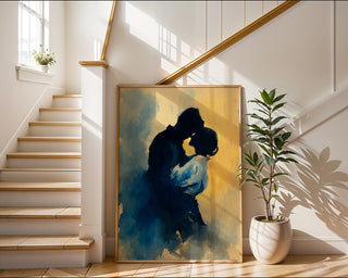 Watercolor Silhouette: Romantic Kiss - Just Great Posters