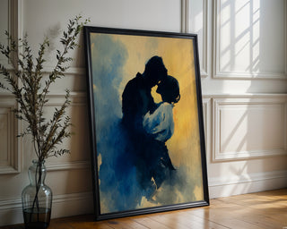 Watercolor Silhouette: Romantic Kiss - Just Great Posters