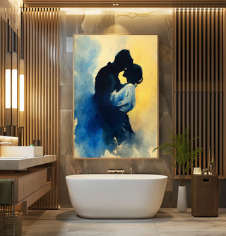 Watercolor Silhouette: Romantic Kiss - Just Great Posters