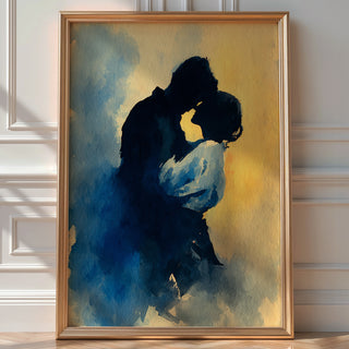 Watercolor Silhouette: Romantic Kiss - Just Great Posters