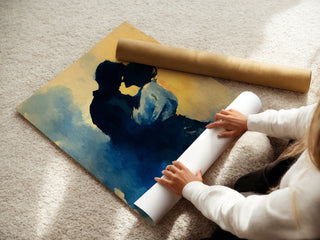 Watercolor Silhouette: Romantic Kiss - Just Great Posters