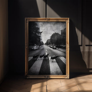 Beatles Beetle Crossing – Surreal Abbey Road Insect Art Print - Just Great Posters