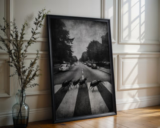 Beatles Beetle Crossing – Surreal Abbey Road Insect Art Print - Just Great Posters