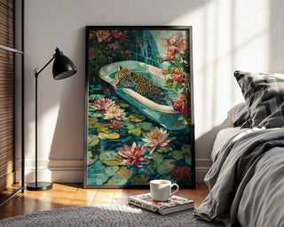 Flora & Feline – Surreal Jungle Bathtub Art Print - Just Great Posters