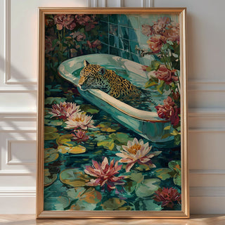 Flora & Feline – Surreal Jungle Bathtub Art Print - Just Great Posters
