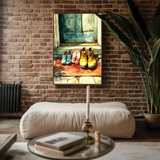 Watercolor Welcome – Family Shoe Portrait Art Print - Just Great Posters