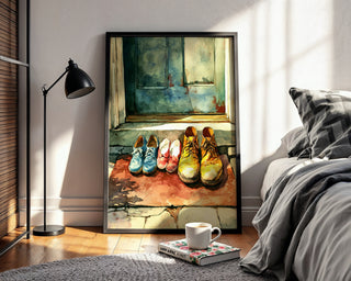 Watercolor Welcome – Family Shoe Portrait Art Print - Just Great Posters