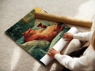 Wine Cat Art Print – Lazy Luxury Watercolor Animal Wall Art - Just Great Posters