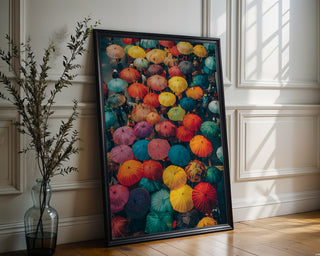 Color Storm – Vibrant Umbrella Street Art Print - Just Great Posters