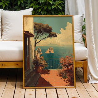 Art Deco Capri Terrace Seascape - Just Great Posters
