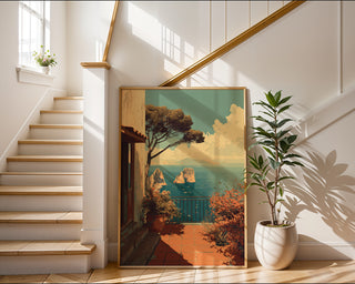 Art Deco Capri Terrace Seascape - Just Great Posters