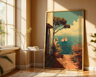 Art Deco Capri Terrace Seascape - Just Great Posters