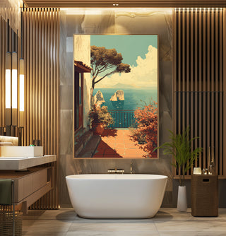 Art Deco Capri Terrace Seascape - Just Great Posters