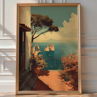 Art Deco Capri Terrace Seascape - Just Great Posters