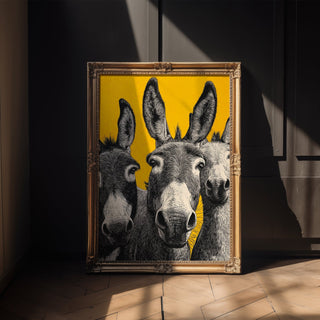 Donkey Trio Pop Art Poster – Bold Farm Animal Wall Print - Just Great Posters