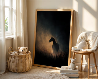 Sunlit Horse Silhouette Poster – Equine Moody Wall Art - Just Great Posters